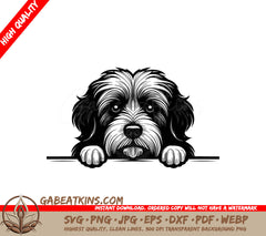 Tibetan Terrier Peeking Over Wall - SVG SVG