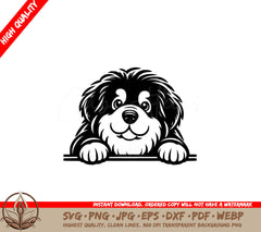 Tibetan Mastiff Peeking SVG PNG JPG AI PDF DXF EPS WebP Digital Download