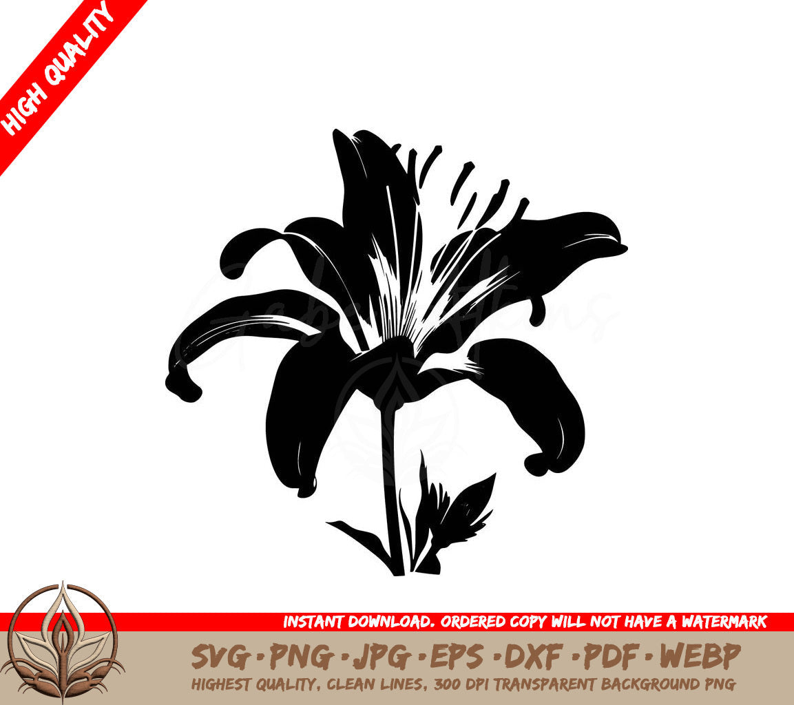 Tiger Lily Digital Design in Multiple File Formats (SVG, PNG, JPG, AI, PDF, DXF, EPS, WebP)