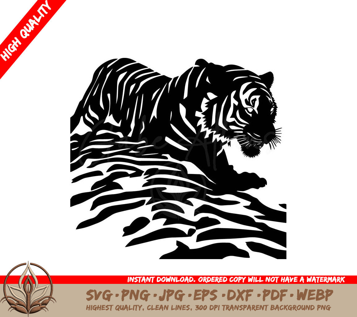 Tiger Stripe Pattern Digital Design Files (SVG, PNG, JPG, AI, PDF, DXF, EPS, WebP)