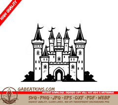 Castle Tower Flags SVG - Mini Truck Emblem Vector Graphic SVG