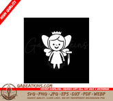 ## White Fairy with Wings & Crown SVG Minimalist Tooth Fairy Design Vector SVG