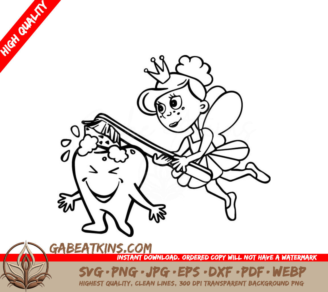 Tooth Fairy Brushing Tooth SVG - Vector Illustration SVG