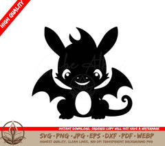 Toothless Dragon Digital Design - SVG, PNG, JPG, AI, PDF, DXF, EPS and WebP File Formats