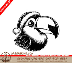 A Toucan Wearing A Santa Hat SVG - Toucan Santa Hat SVG