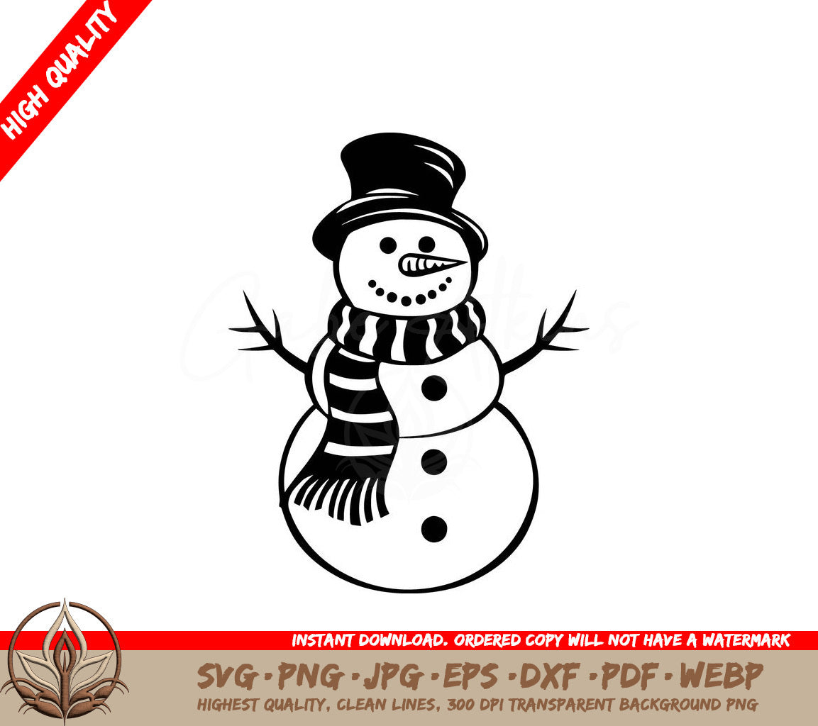 Traditional Snowman - Digital Design in Multiple File Formats (SVG, PNG, JPG, AI, PDF, DXF, EPS, WebP)
