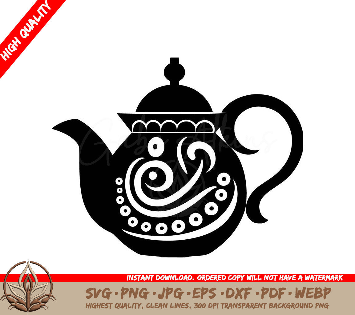 Traditional Teapot Digital Design Cut File in SVG, PNG, JPG, AI, PDF, DXF, EPS and WebP Formats
