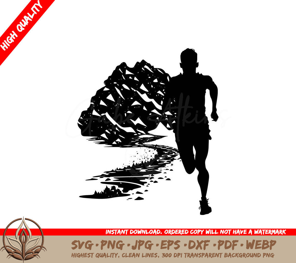 Trail Running Digital Design File (SVG, PNG, JPG, AI, PDF, DXF, EPS, WebP)