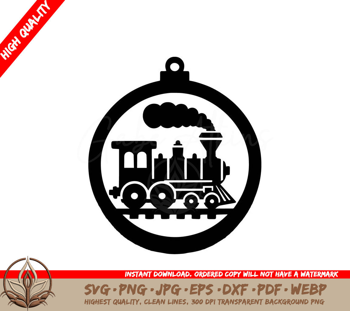 Train Christmas Ornament SVG, PNG, JPG, AI, PDF, DXF, EPS WebP - Digital Download