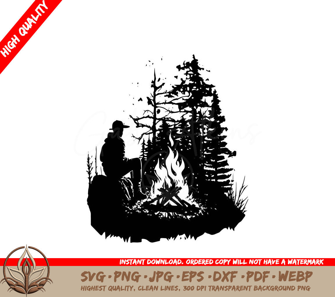 Tranquil Campfire Digital Design in Multiple File Formats