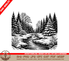 Tranquil Forest Stream: Digital Design in Multiple File Formats