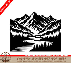 Tranquil Mountain River: Digital Design in Multiple File Formats