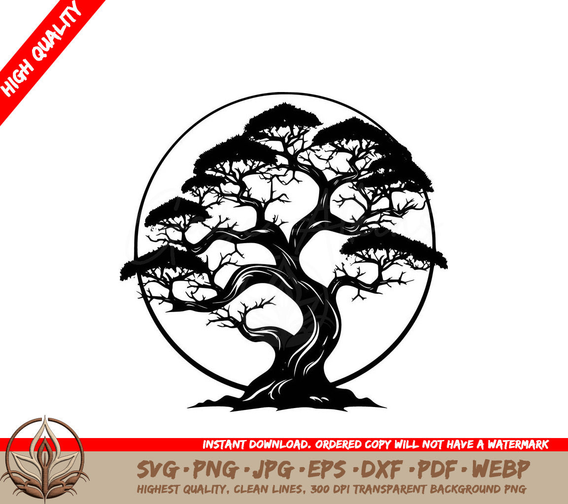 Tree Circle Digital Design File (SVG, PNG, JPG, AI, PDF, DXF, EPS, WebP)