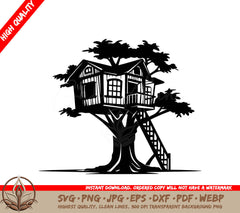 Tree House Digital Design File for Cricut, Silhouette, and More (SVG, PNG, JPG, AI, PDF, DXF, EPS, WebP)