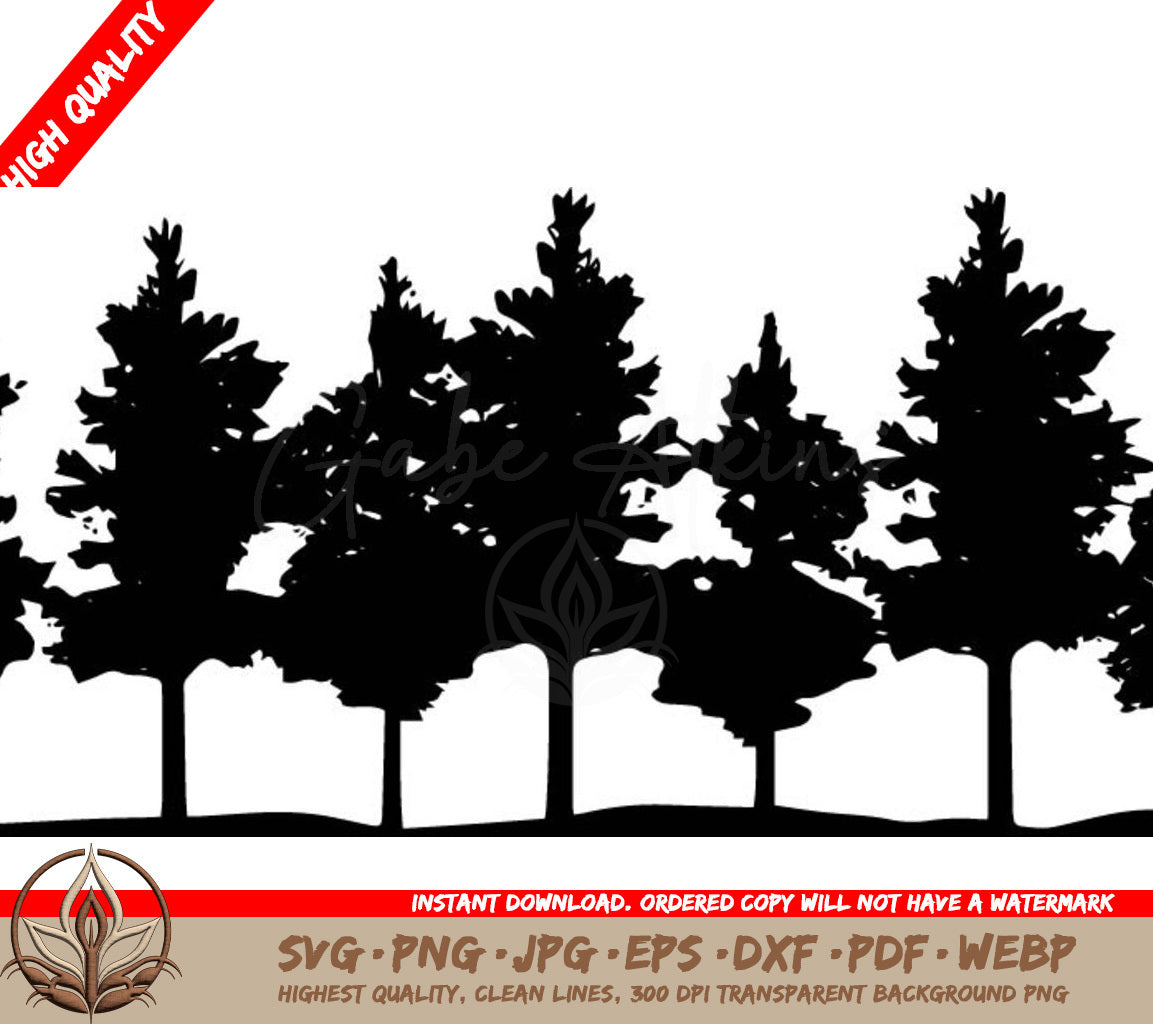Tree Line Digital Design File (SVG, PNG, JPG, AI, PDF, DXF, EPS, WebP)