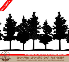 Tree Line Digital Design File (SVG, PNG, JPG, AI, PDF, DXF, EPS, WebP)