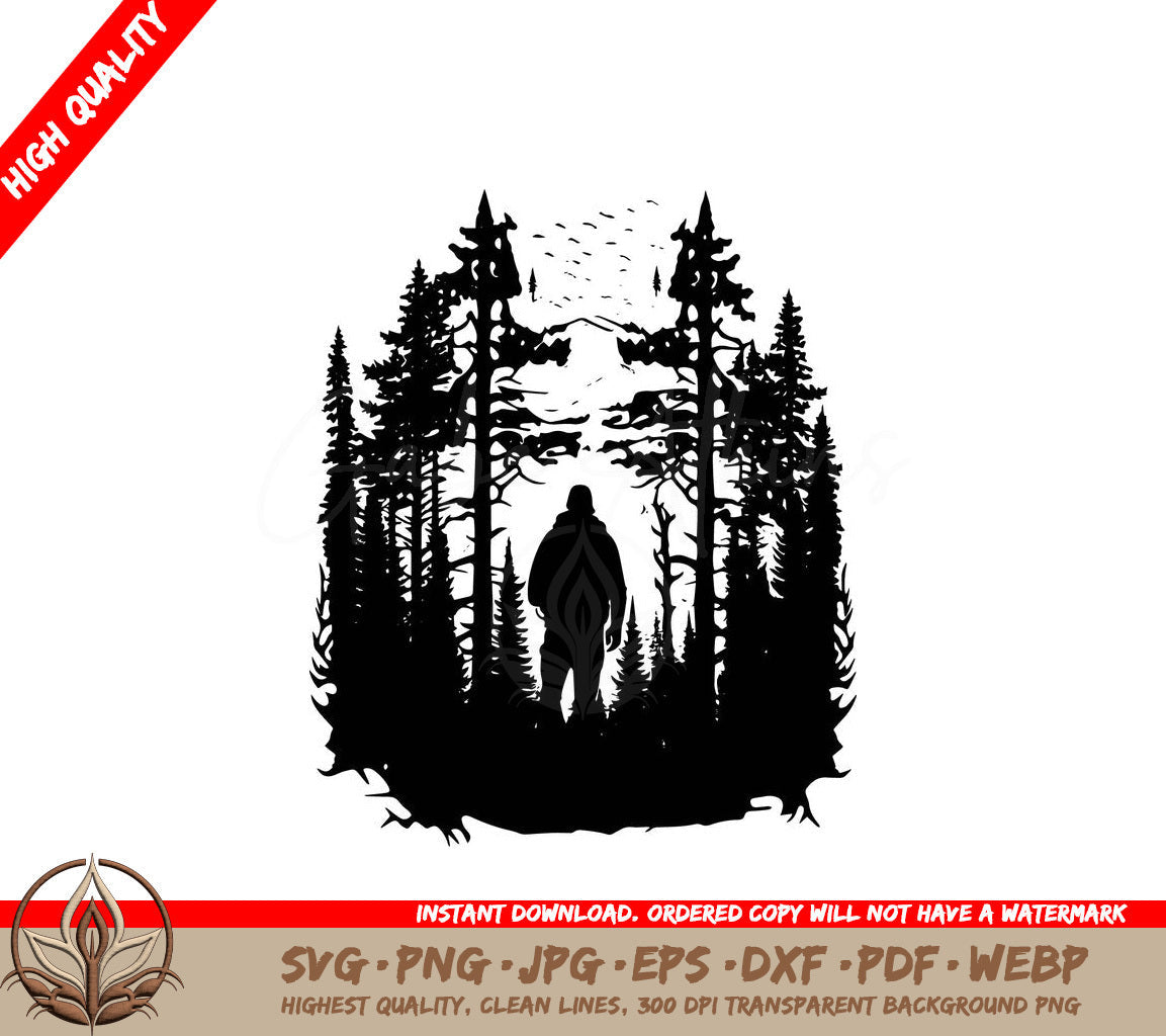 Treeline Hiker Digital Design File (SVG, PNG, JPG, AI, PDF, DXF, EPS, WebP)