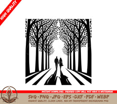 Treelined Walk Digital Design File (SVG, PNG, JPG, AI, PDF, DXF, EPS, WebP)