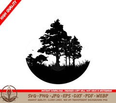 Trees in Meadow Digital Cut File in SVG, PNG, JPG, AI, PDF, DXF, EPS and WebP Formats