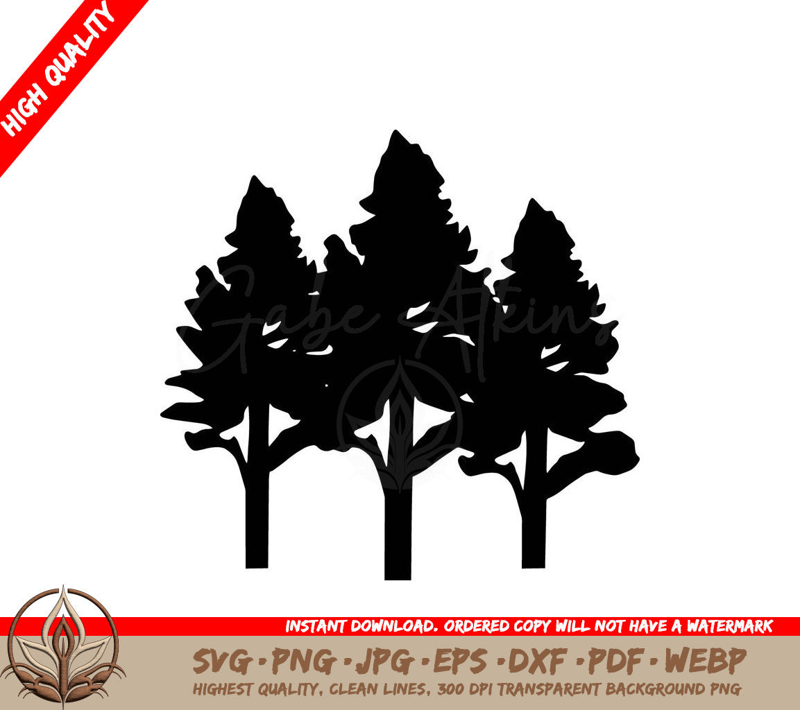 Trees with Leafy Branches Digital Design in Multiple File Formats (SVG, PNG, JPG, AI, PDF, DXF, EPS, WebP)