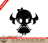 Cute Halloween Girl with Pigtails SVG - Trick or Treat Vector Design SVG