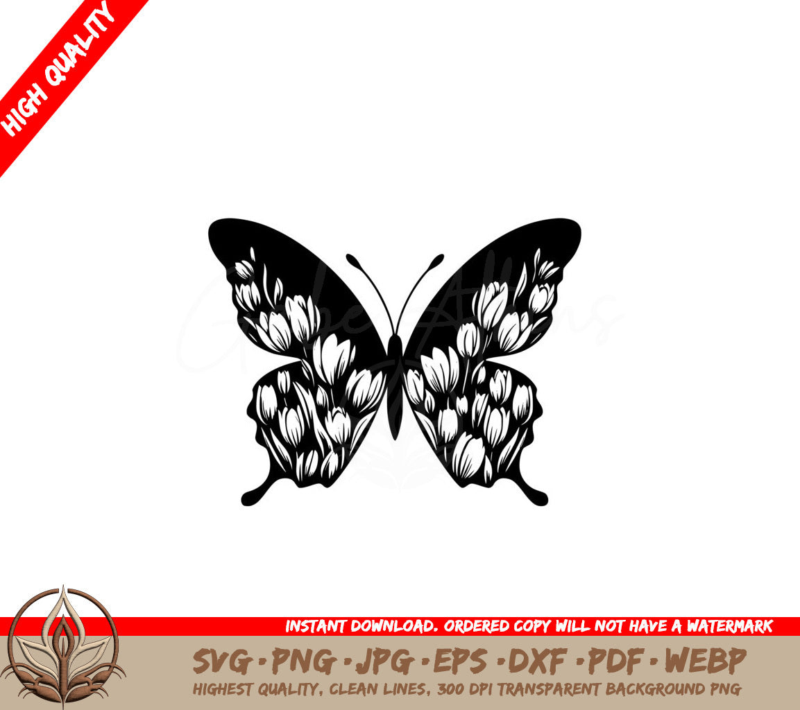 Tulip Petal Butterfly SVG PNG JPG AI PDF DXF EPS and WebP Digital Cut File