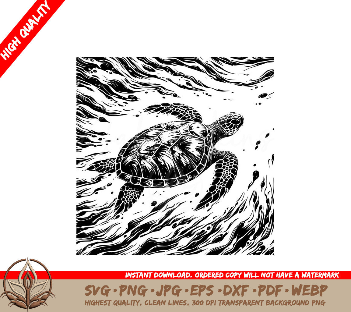 Turtle Water Dance SVG PNG JPG AI PDF DXF EPS and WebP Digital Download