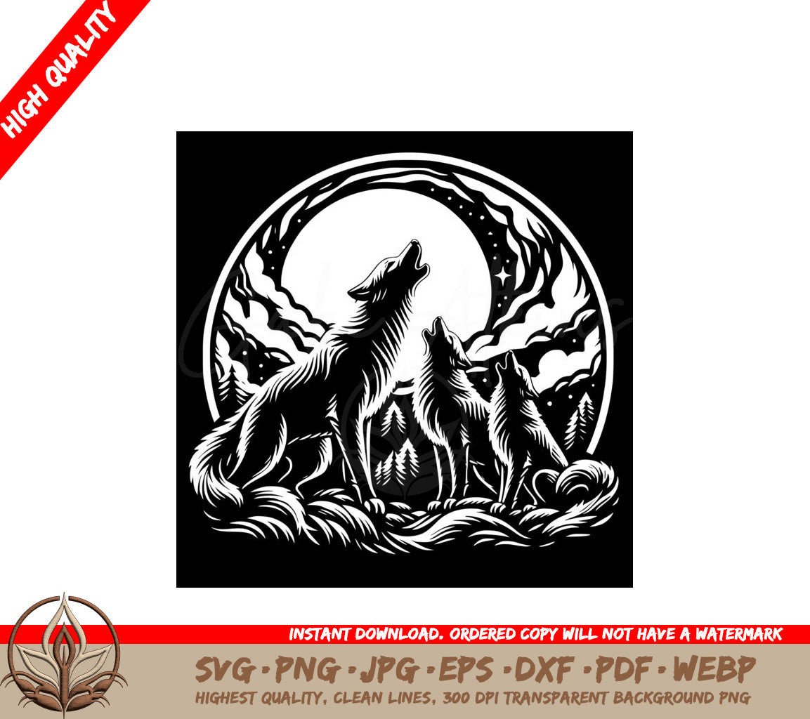 Twilight Wolf Trio SVG