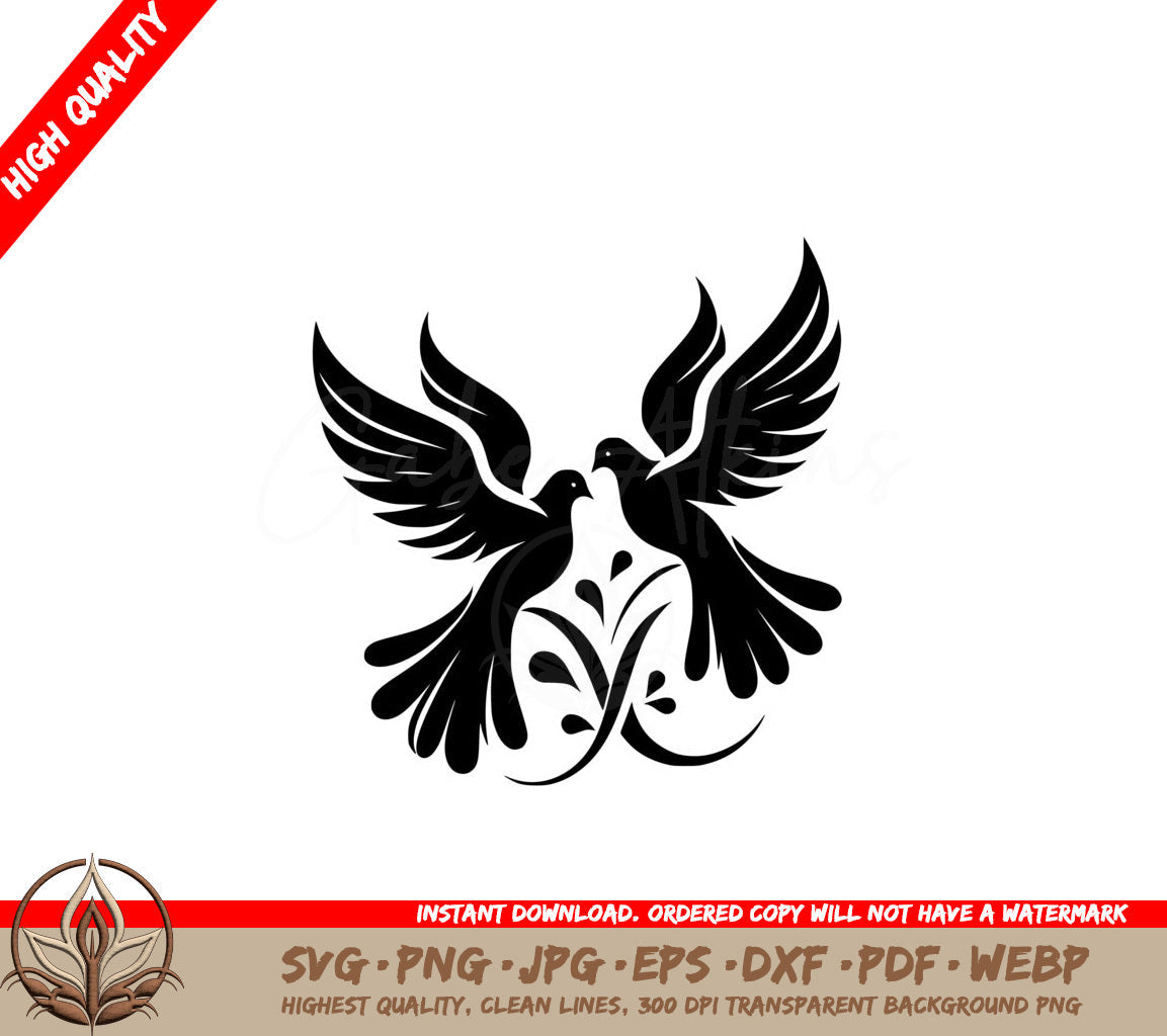 Twin Doves Unite SVG Cut File Digital Download