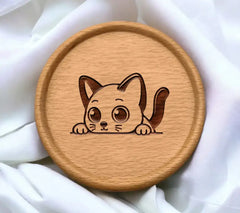 A Cat Peeking Over A Wall . SVG - Twirly Tail Kitty SVG