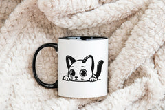 A Cat Peeking Over A Wall . SVG - Twirly Tail Kitty SVG