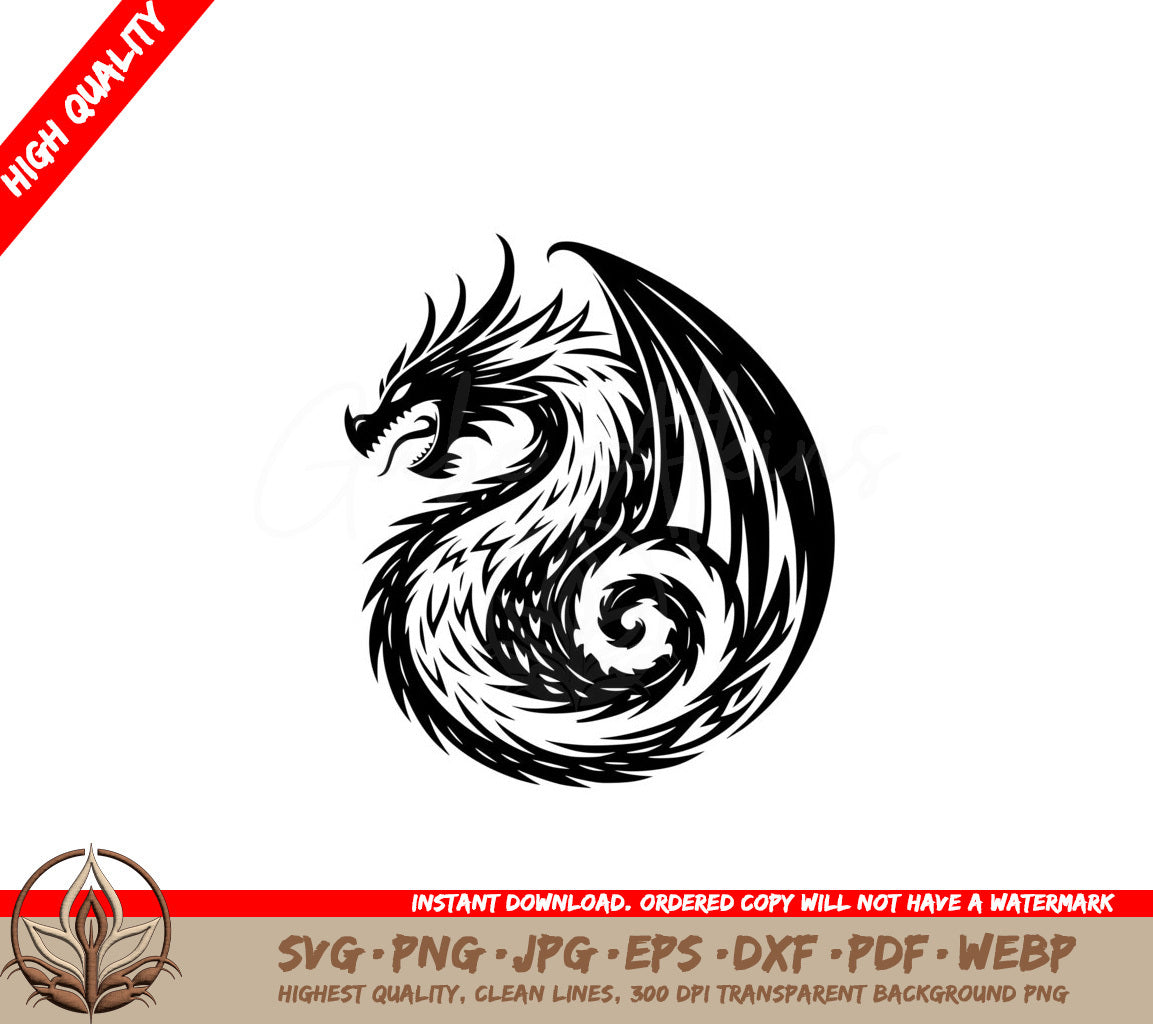Twisting Dragon Flight SVG Cut File Digital Download