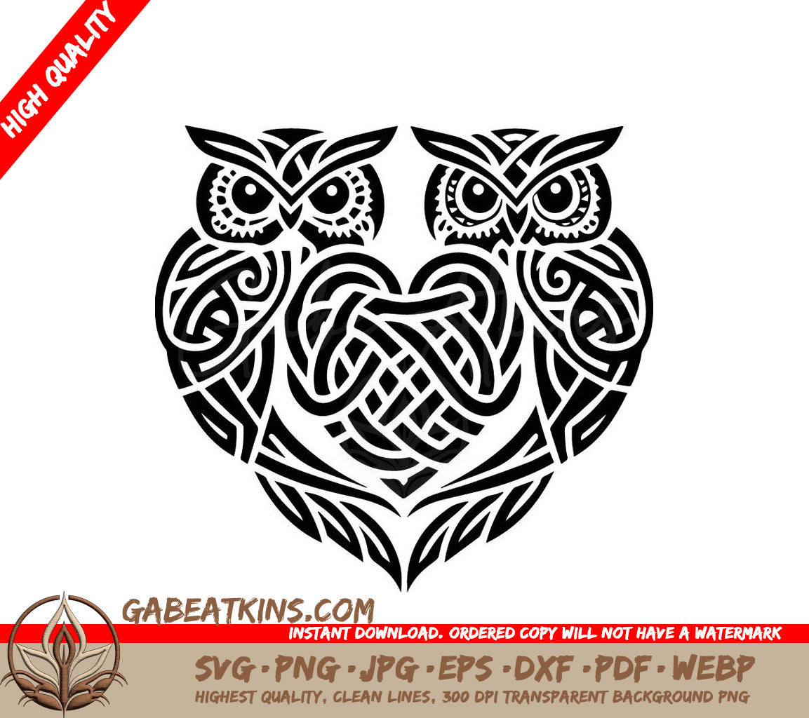 Celtic Owl Heart Love SVG - Design SVG