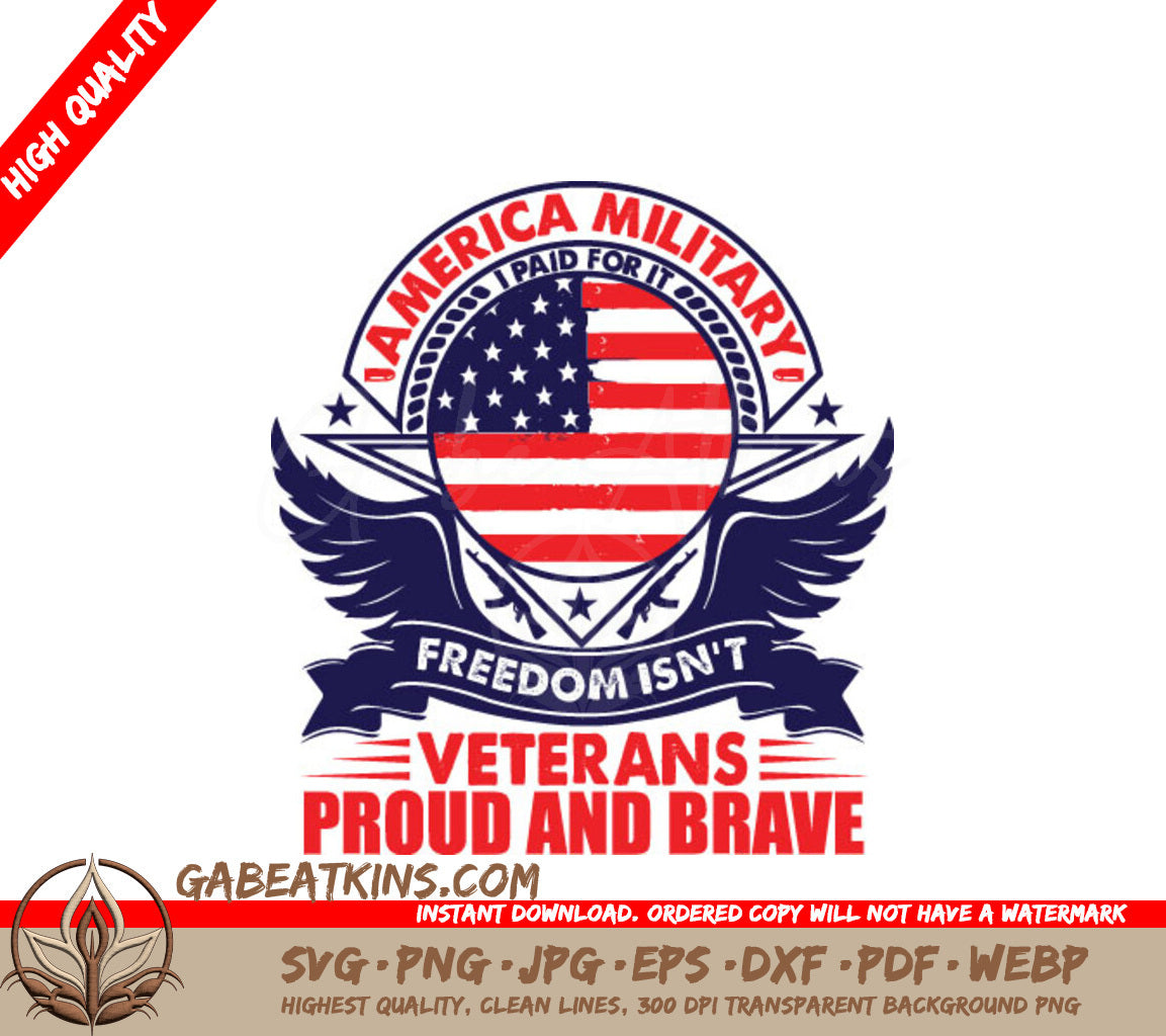 America Military Freedom Isnt Free SVG - Veterans Proud & Brave Typography T-Shirt Design SVG