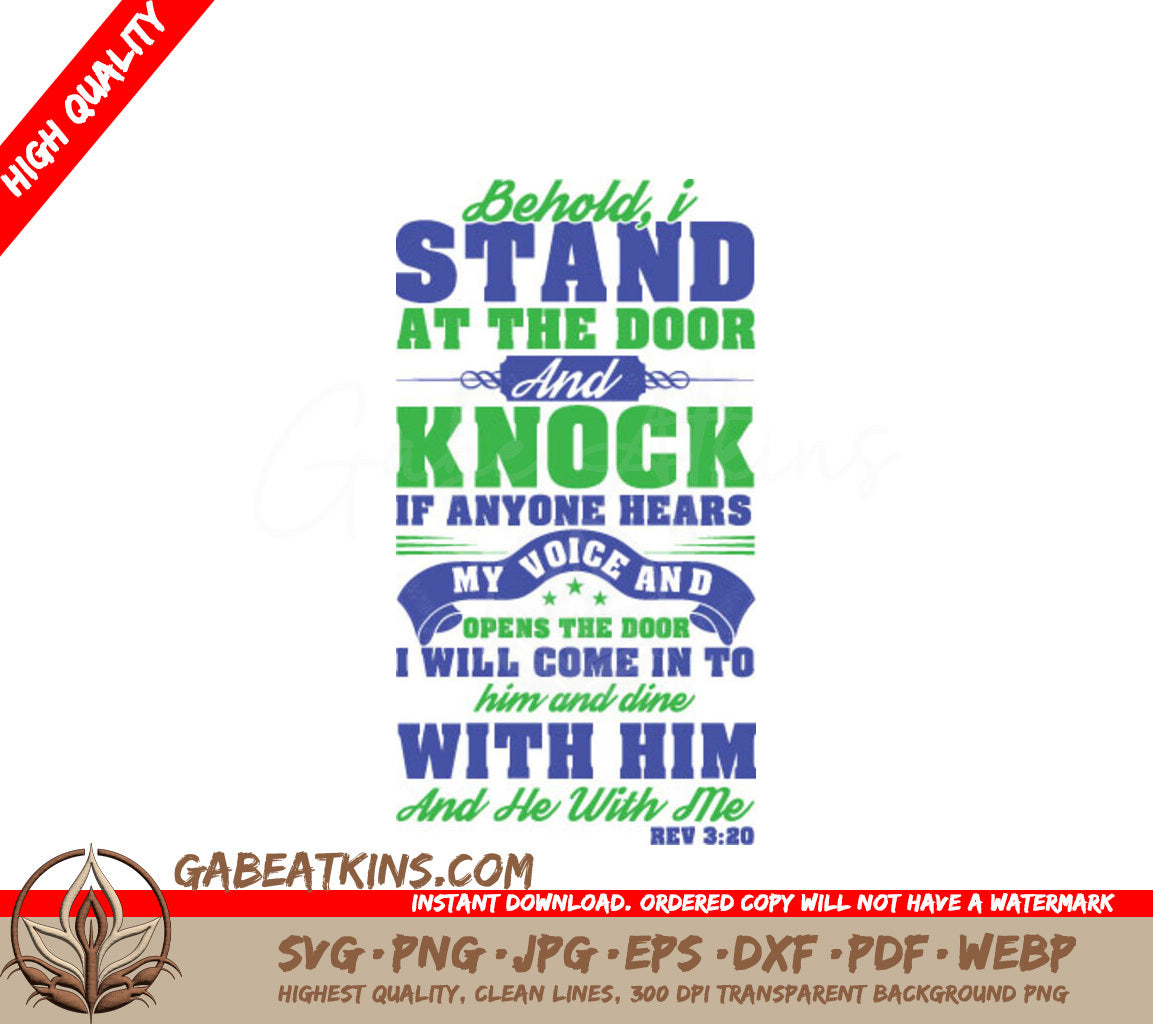 Behold I Stand At The Door And Knock SVG - Typography T-Shirt Design SVG