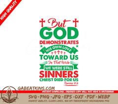 But God Demonstrates His Own Love SVG - Christian Typography Design SVG