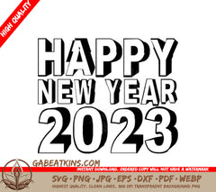 Happy New Year 2023 Typography SVG Design - SVG