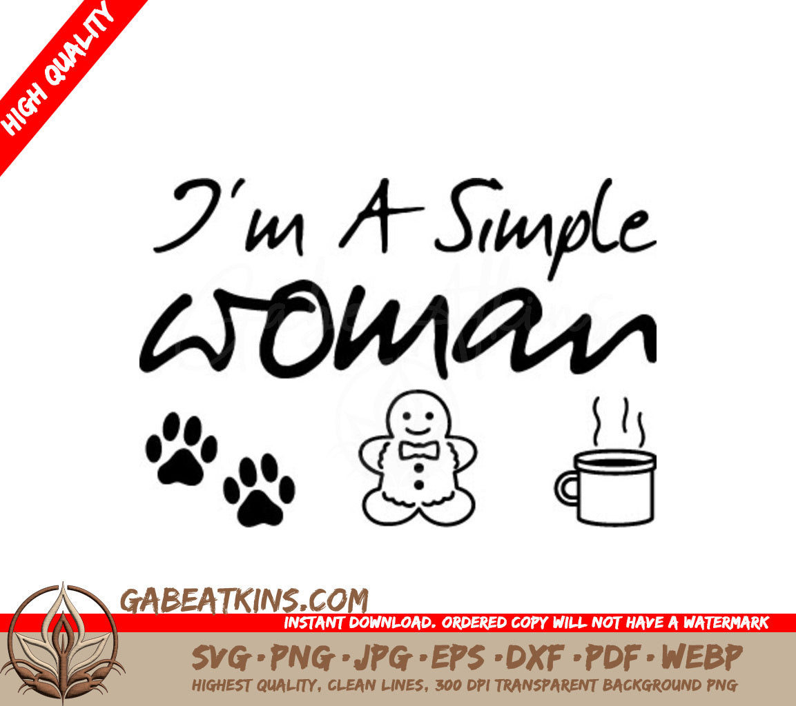Gingerbread Man & Coffee SVG - Simple Woman Design SVG