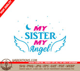 My Sister My Angel with Wings SVG - Typography T-Shirt Design SVG