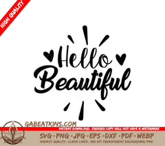 Hello Beautiful SVG - Typography Heart Design Design SVG