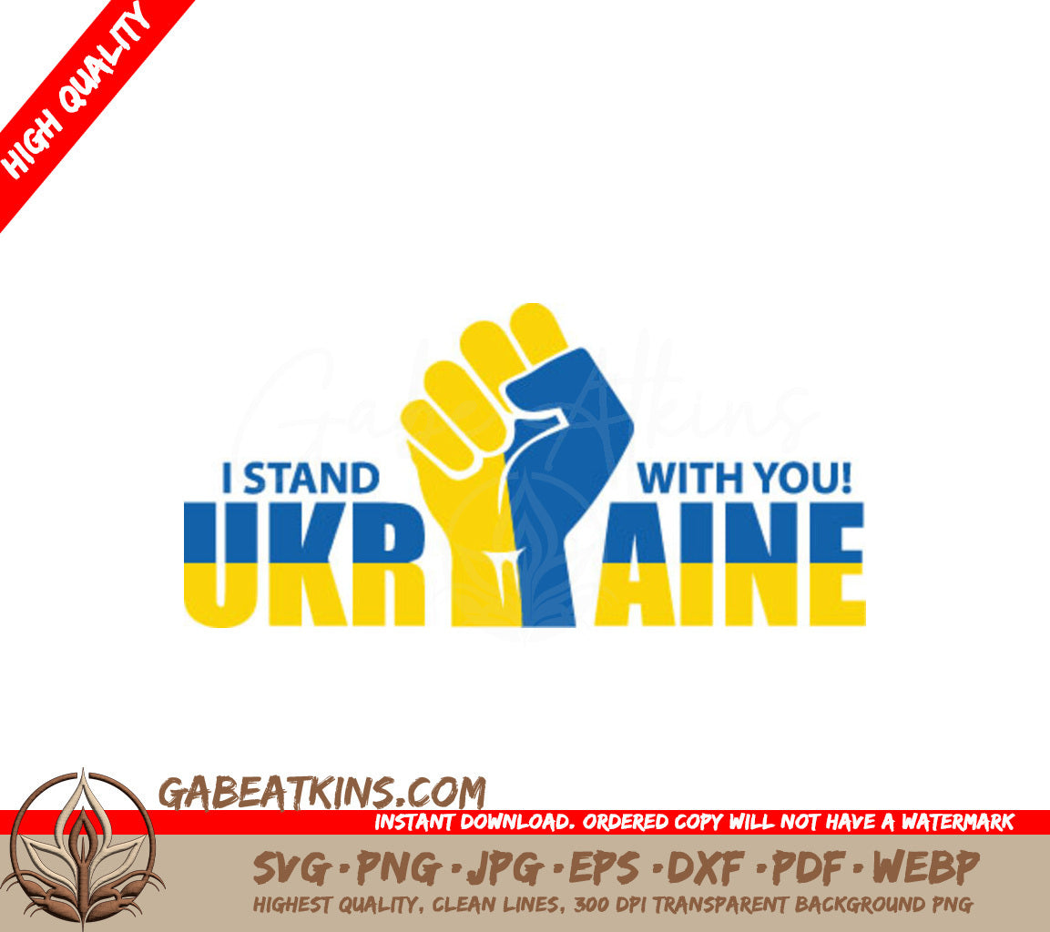 I Stand With Ukraine - Blue & Yellow Design SVG SVG