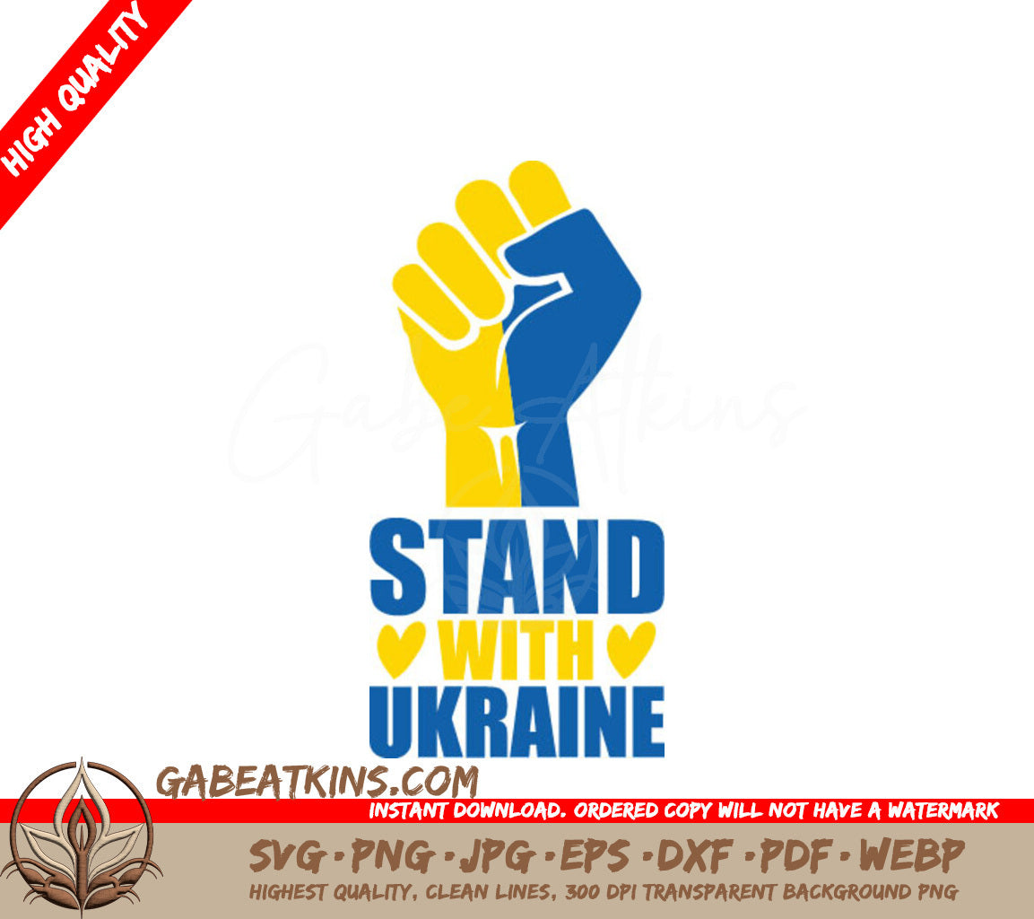 Stand With Ukraine Fist SVG - Blue & Yellow SVG