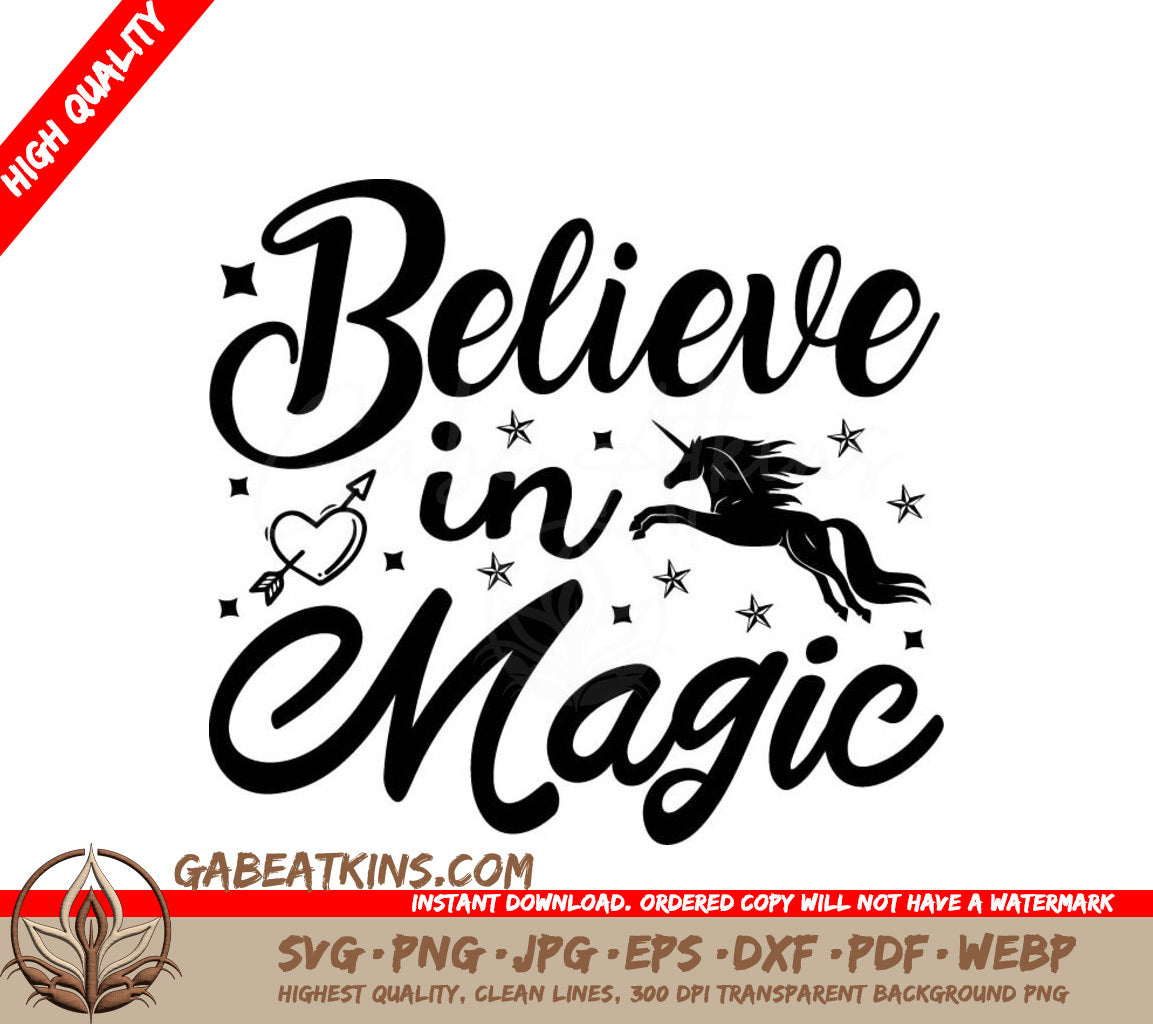 Believe in Magic Unicorn SVG Design SVG