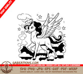 Pegasus in Clouds & Stars SVG - Coloring Book Illustration SVG