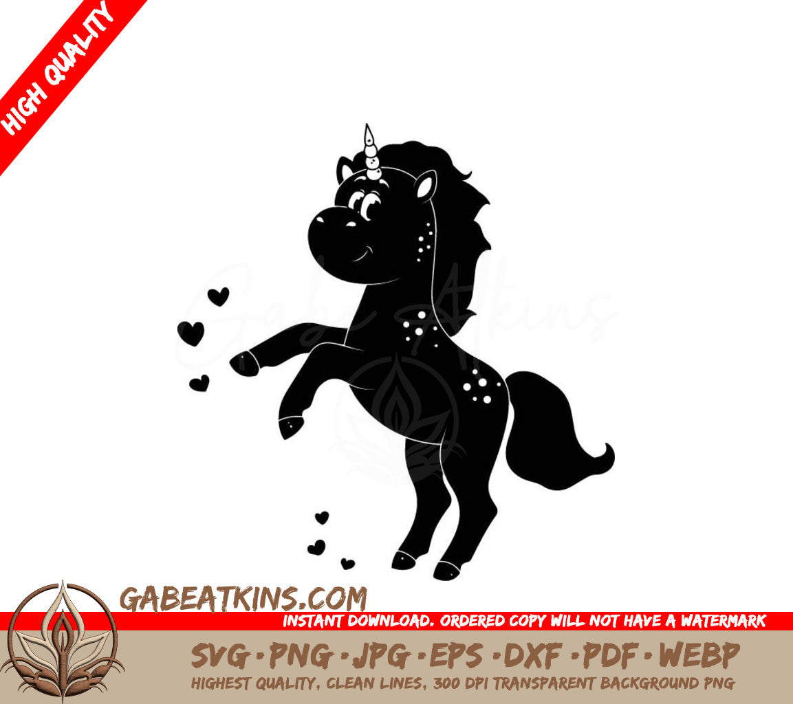 Unicorn Silhouette SVG - Standing on Hind Legs SVG