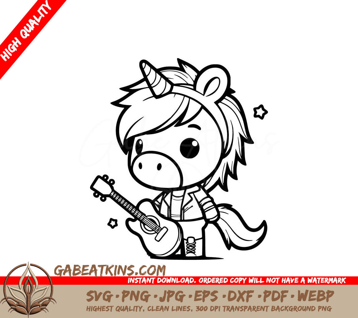 A Unicorn Holding A Guitar SVG - Unicorn Rock Star SVG