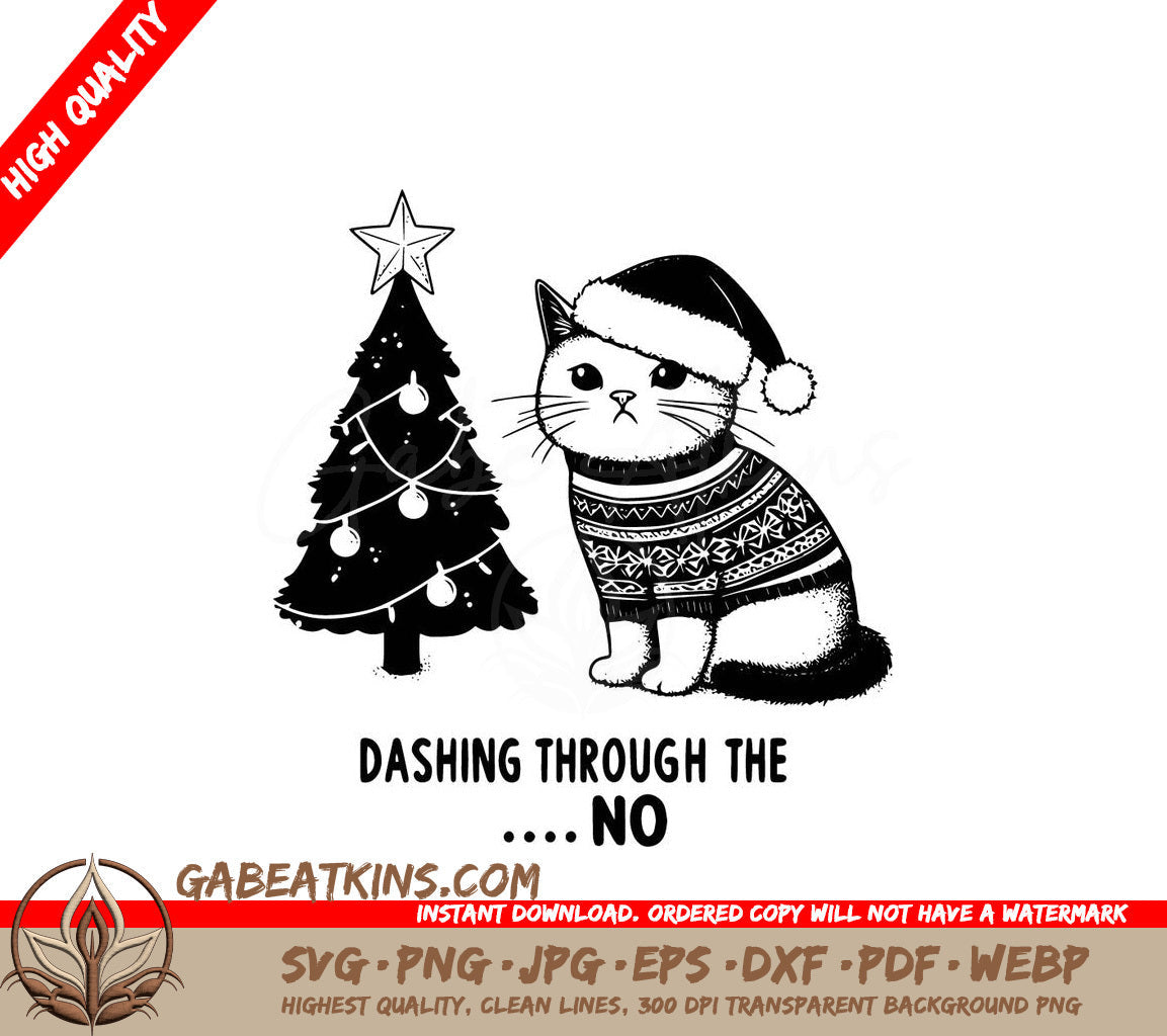 A Cat Wearing A Santa Hat SVG - Unimpressed Cat Christmas SVG