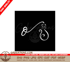 Luxury Cat Letter O Monogram Design SVG - White Cat & String Design SVG