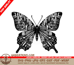 Urban Butterfly SVG -  A Butterfly With Buildings On Its Wings