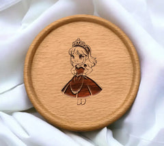 Princess Coloring Page SVG - Cute Cartoon Girl in Ball Gown and Tiara SVG